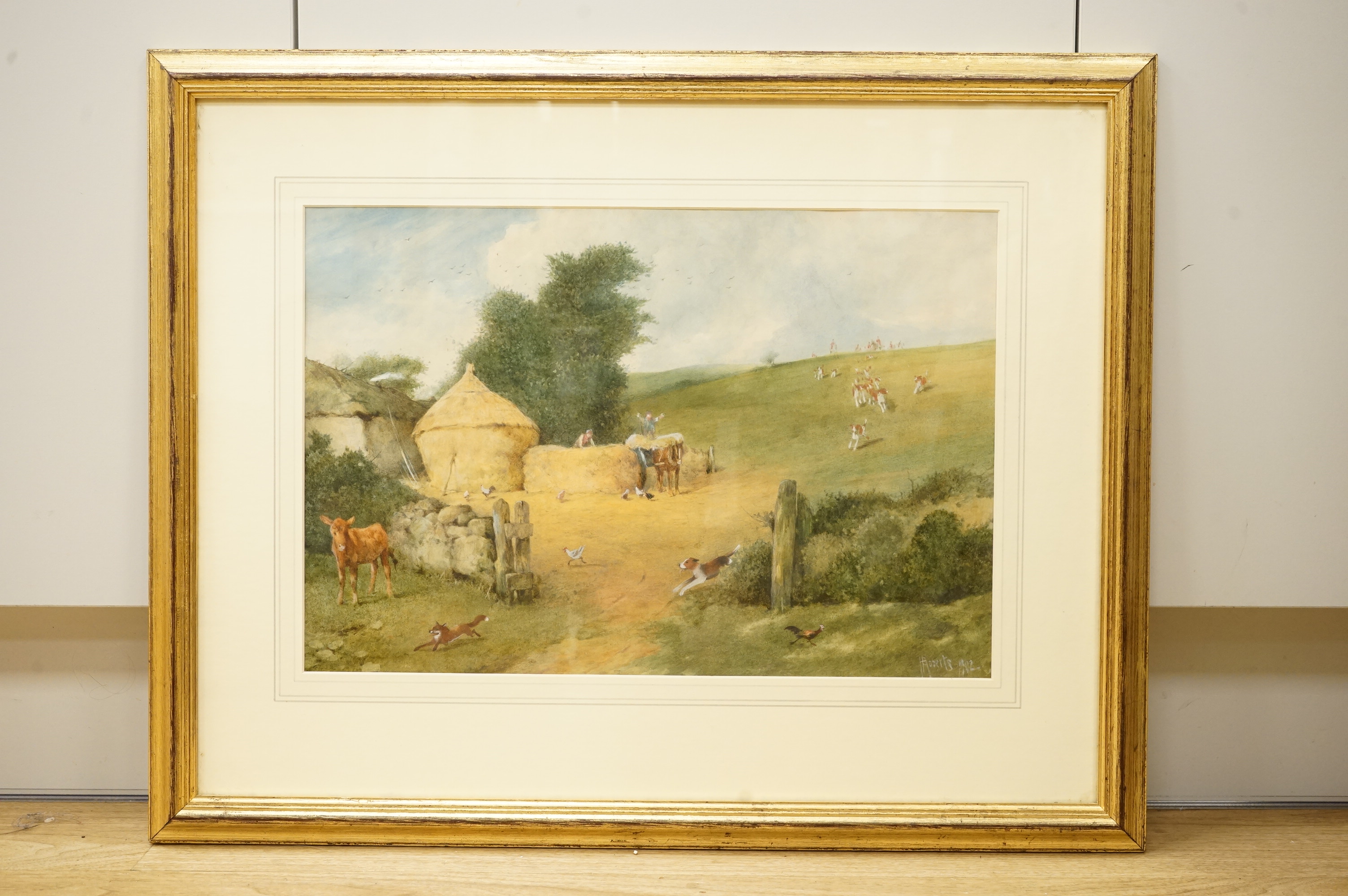 Henry Benjamin Roberts (1831-1915), Farmyard scene with hounds, signed and dated 1902, ex. Abbott & Holder, watercolour, 29 x 44cm
